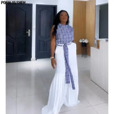 Luxury African Outfit for Women – Ankara Pleated Pants and Top Set, Plus Size Vacation Wear - Free Delivery Worldwide only at Flexi Africa